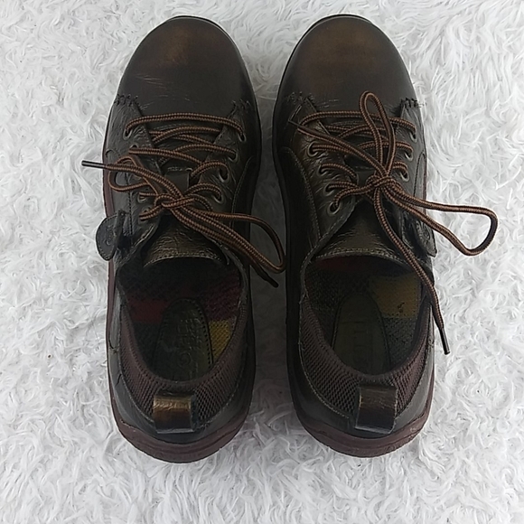 BORN Handcrafted Brown Metallic Leather Lace Up Round Toe Low Top Sneaker Shoe - Picture 5 of 15